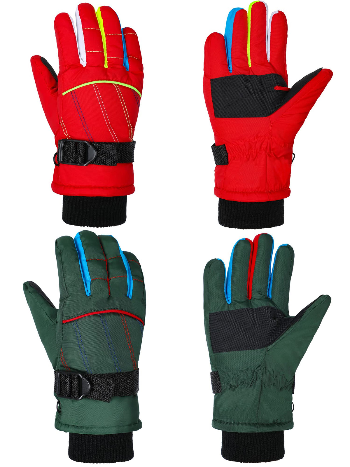 Hicarer 2 Pairs Kids Waterproof Winter Snow Gloves