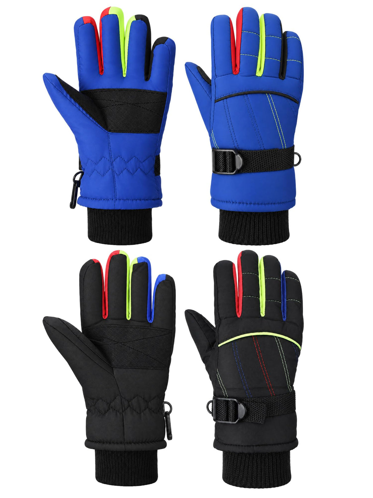 Hicarer 2 Pairs Kids Waterproof Winter Snow Gloves