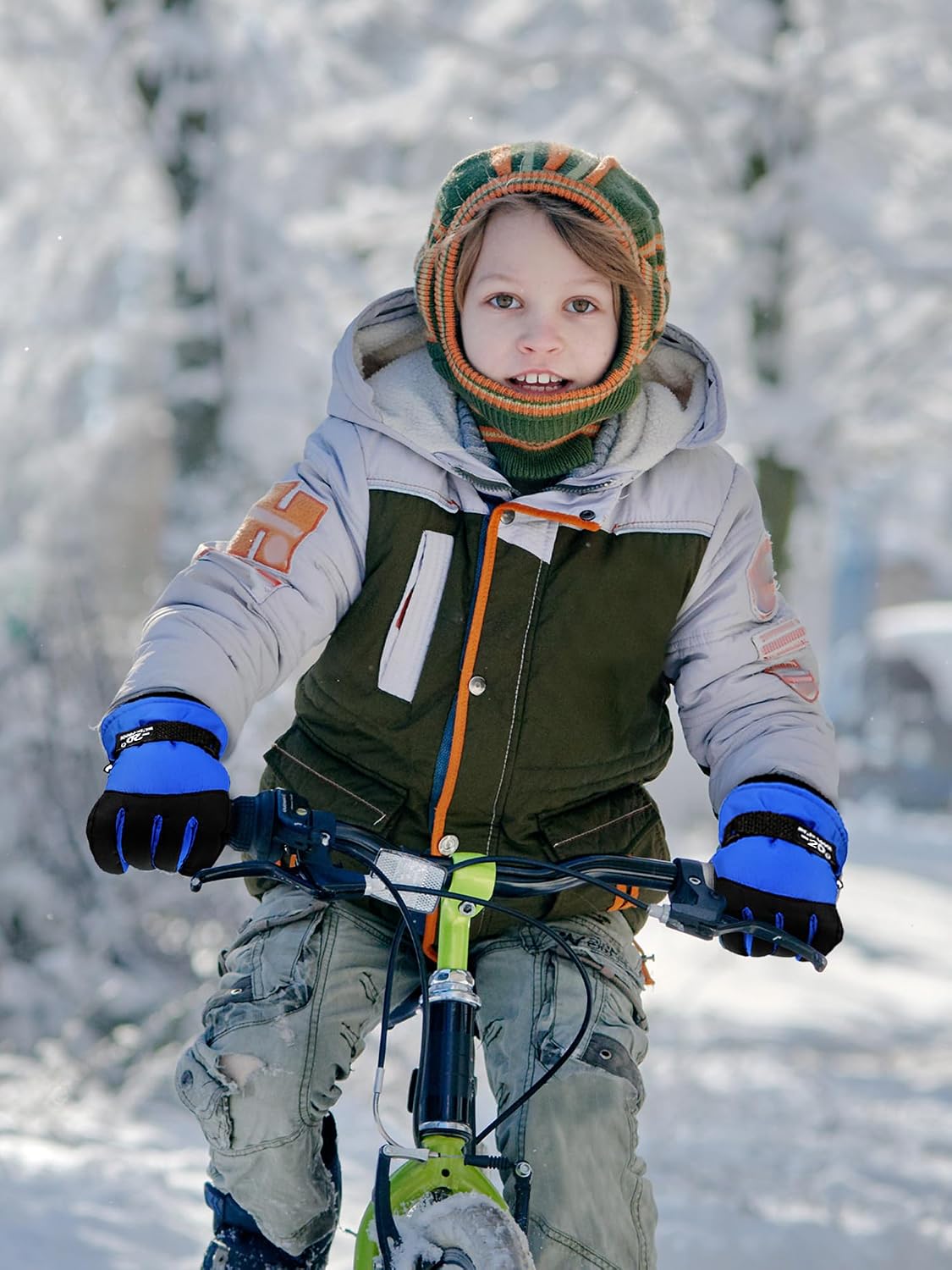 SATINIOR 2 Pair Kids Waterproof Winter Gloves