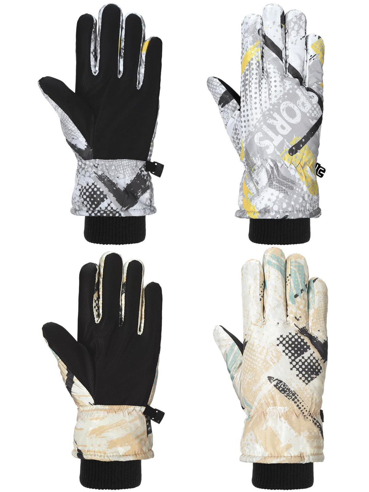 Honoson 2 Pairs Kids Waterproof Winter Snow Gloves