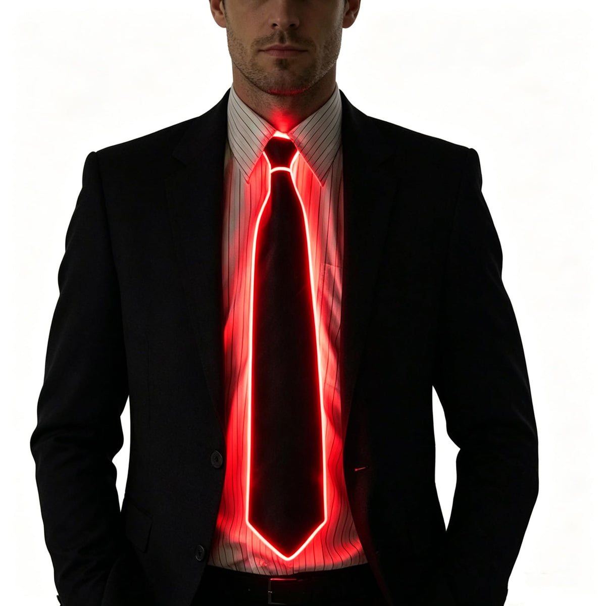 TINAYAUE Light Up Tie, LED Neon Glowing Necktie Bow Ties for Men Women Glow in The Dark Halloween Party Festival Rave Costume