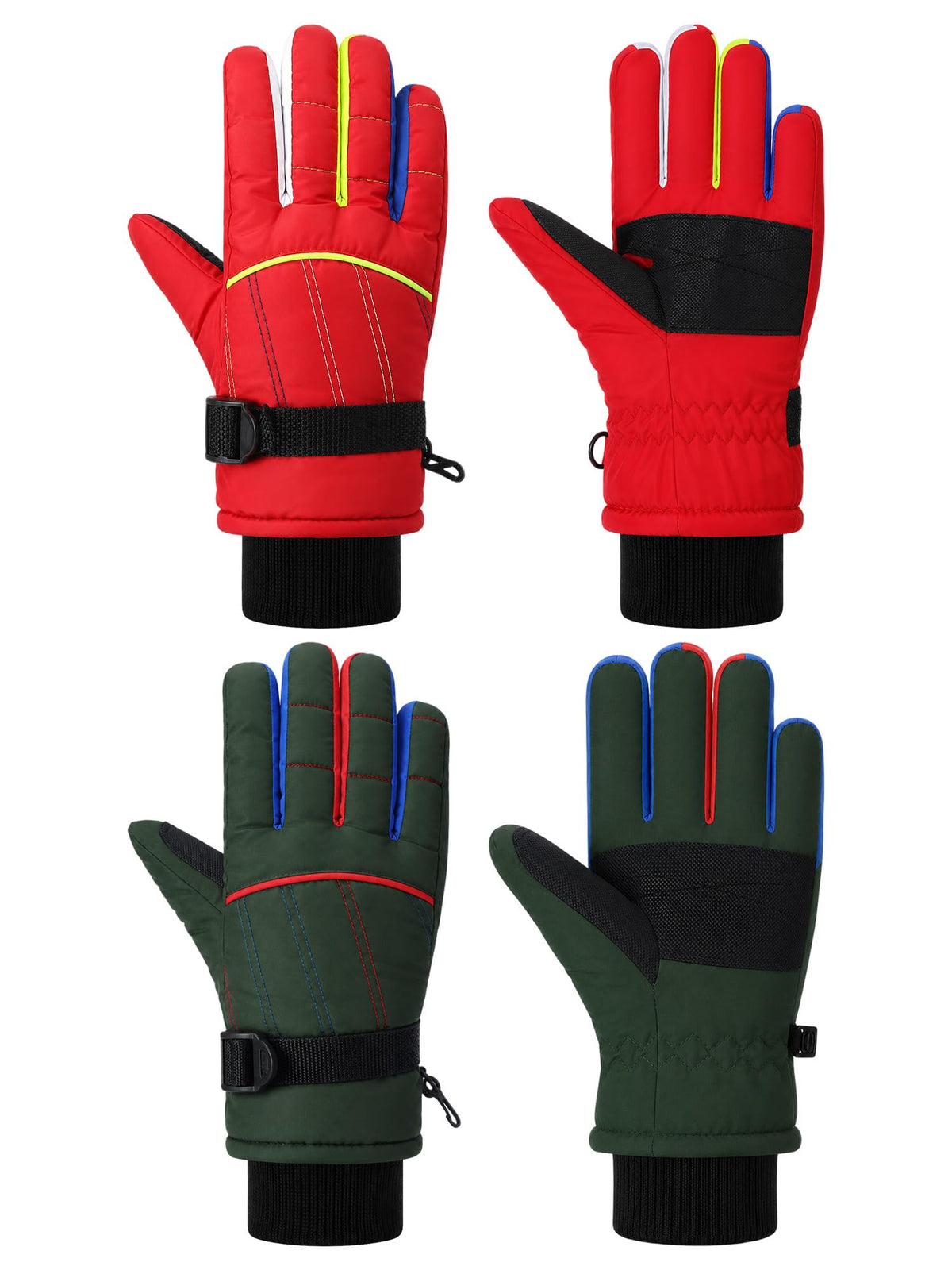 Hicarer 2 Pairs Kids Waterproof Winter Snow Gloves