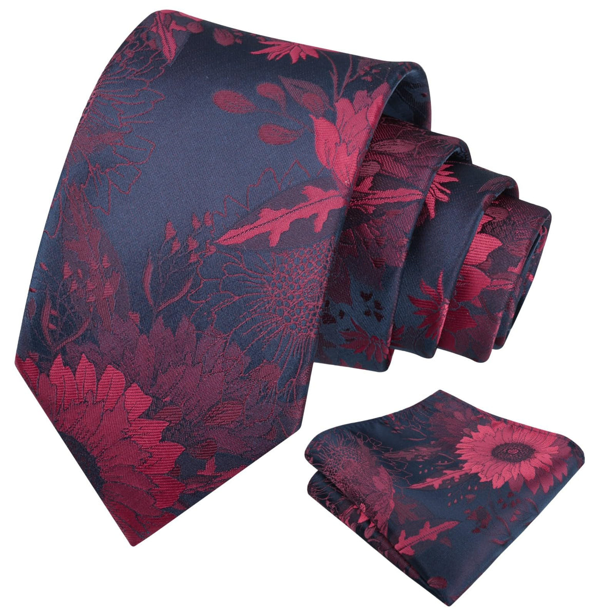 Alizeal Mens Large Chrysanthemum Bloom Floral Tie Set