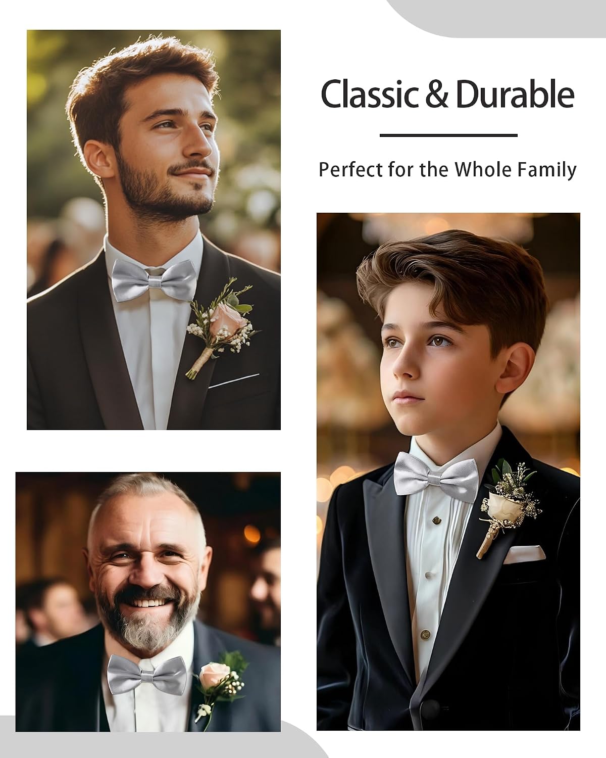 AWAYTR Bow Ties for Men - Pre-Tied Adjustable Tuxedo Style for Wedding