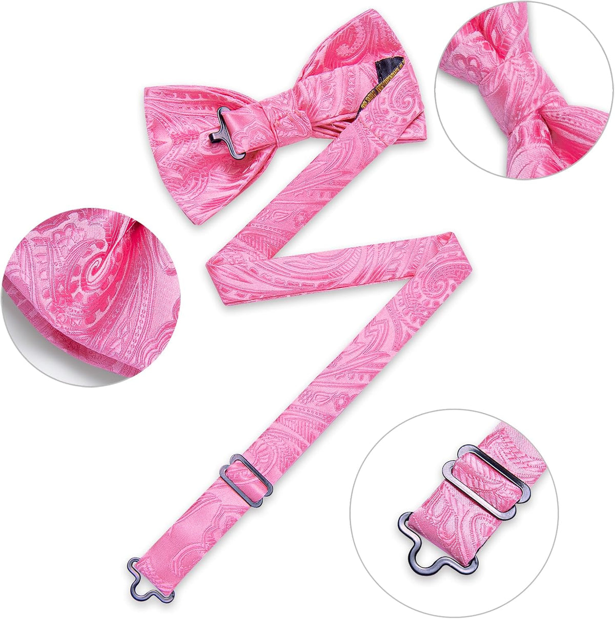 DiBanGu Silk Paisley Bow Tie for Men Formal Pre-tied Bowtie Set