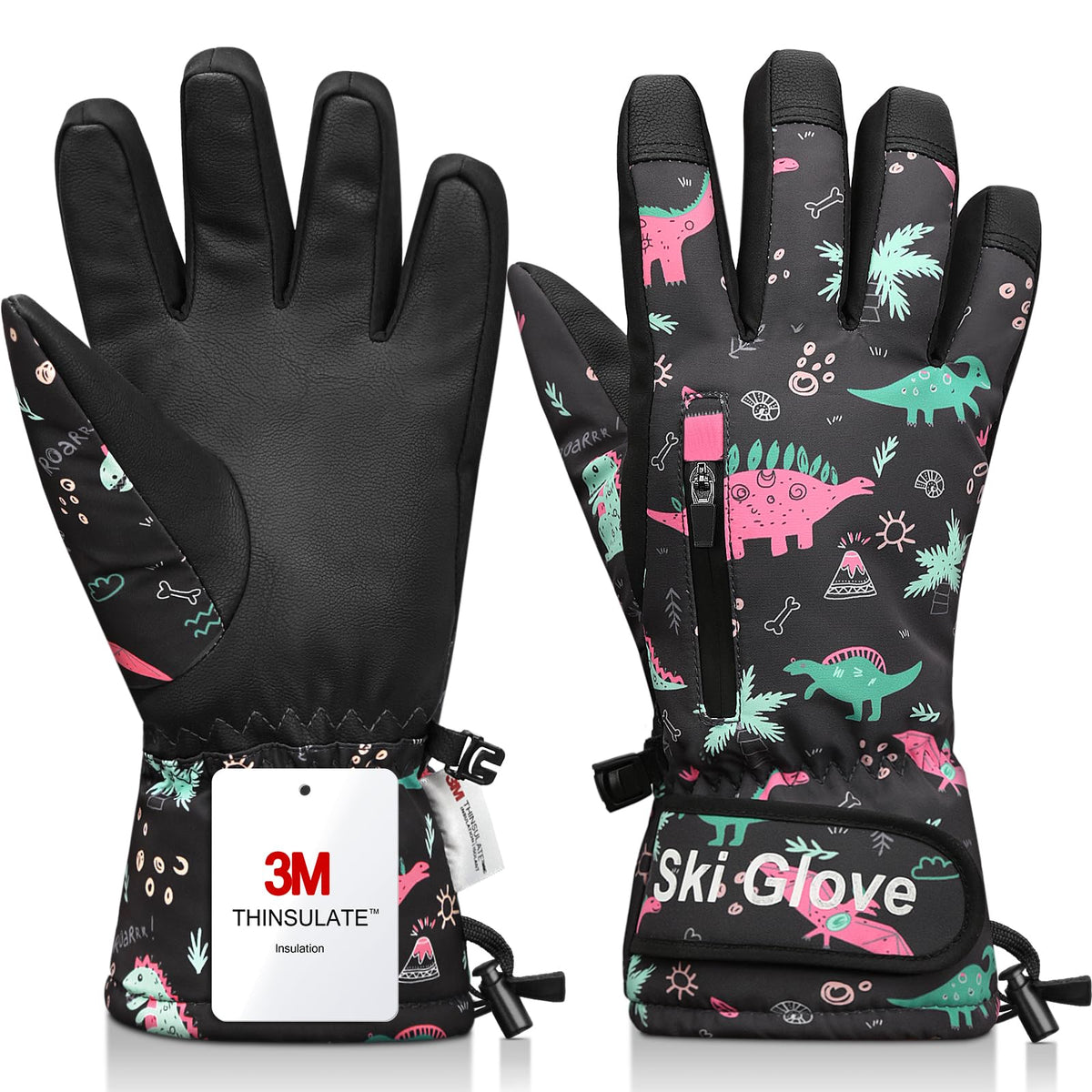 Ski Gloves,Snow Gloves Waterproof Winter Warm Cold Weather Touchscreen Gloves for Parent& Child Kids Skiing,Snowboarding