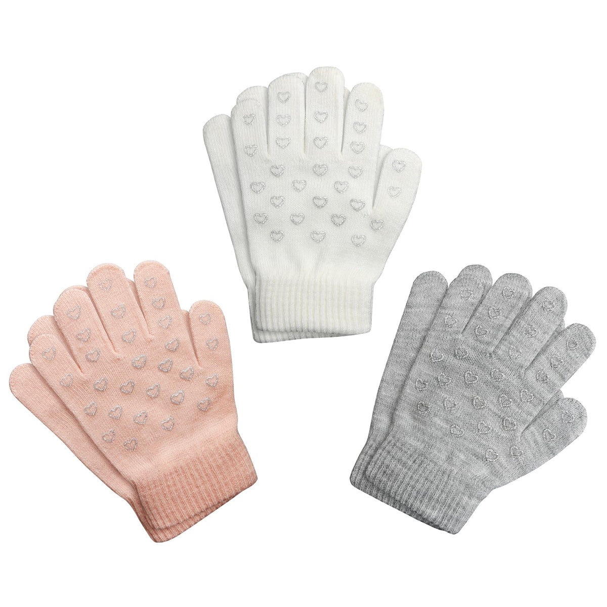 Evridwear Boys Girls Magic Stretch Gripper Gloves 3 Pair Pack Assortment, Kids One Size Winter Warm Gloves Children