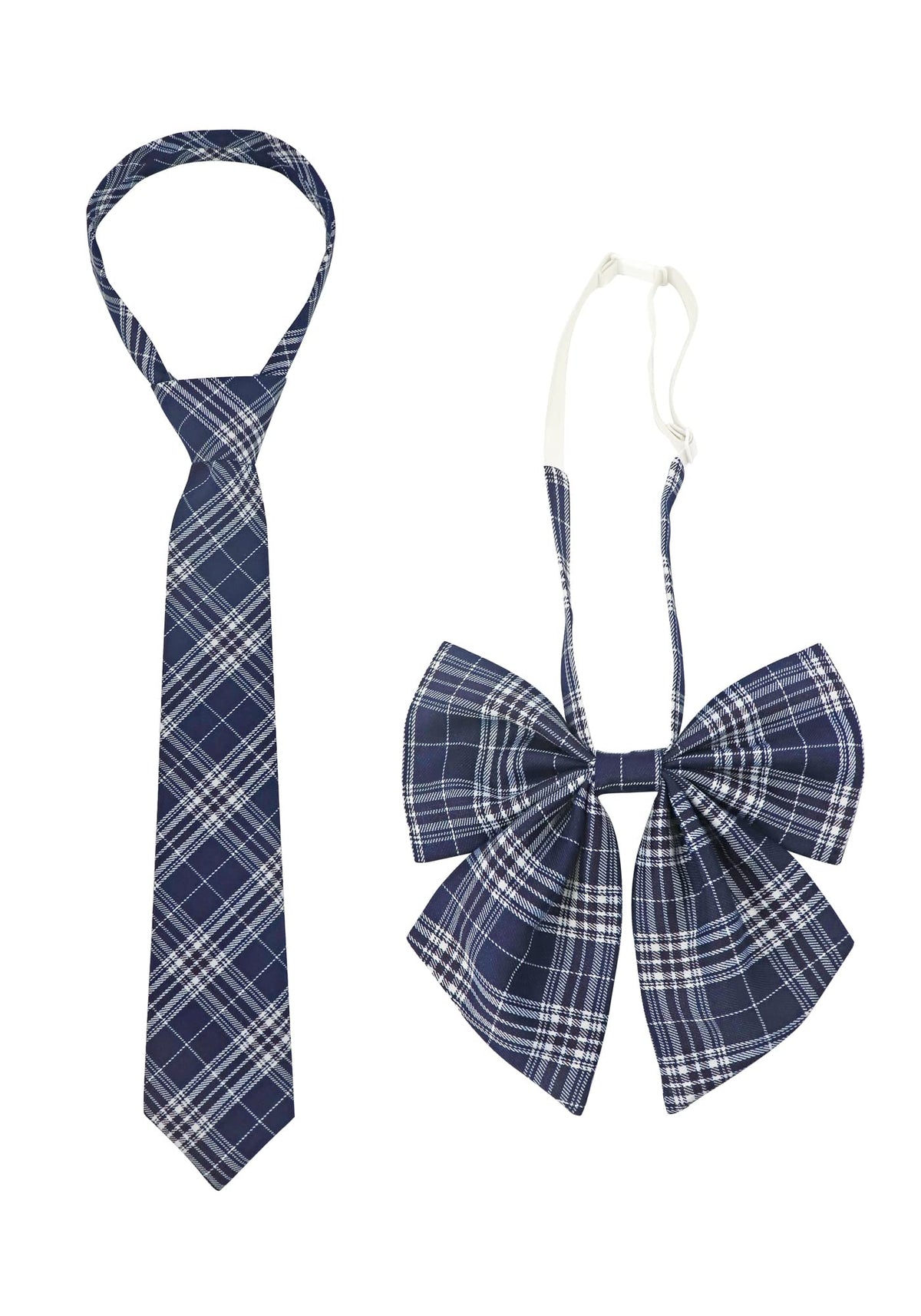 PROCOS 2 Pcs Necktie Bow Tie Unisex Uniform Adjustable Plaid Tartan Bow Tie Necktie Set Cosplay Costume