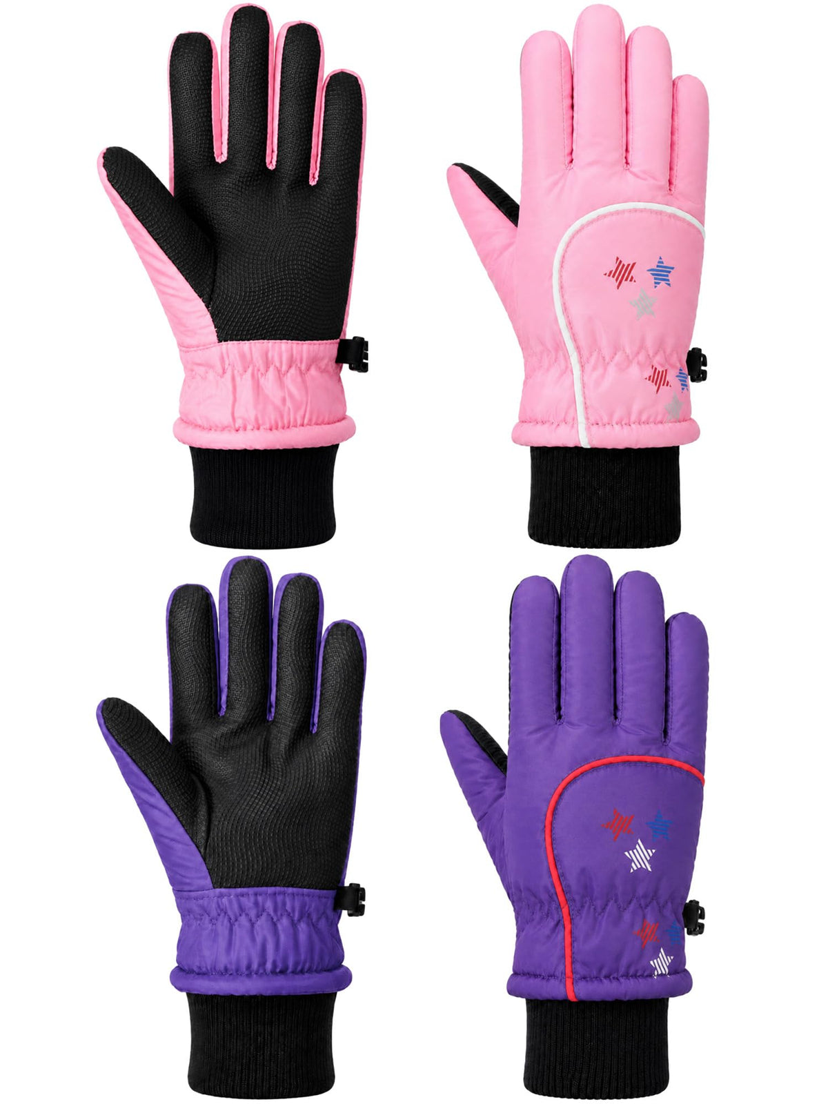 Hicarer 2 Pairs Kids Waterproof Winter Snow Gloves