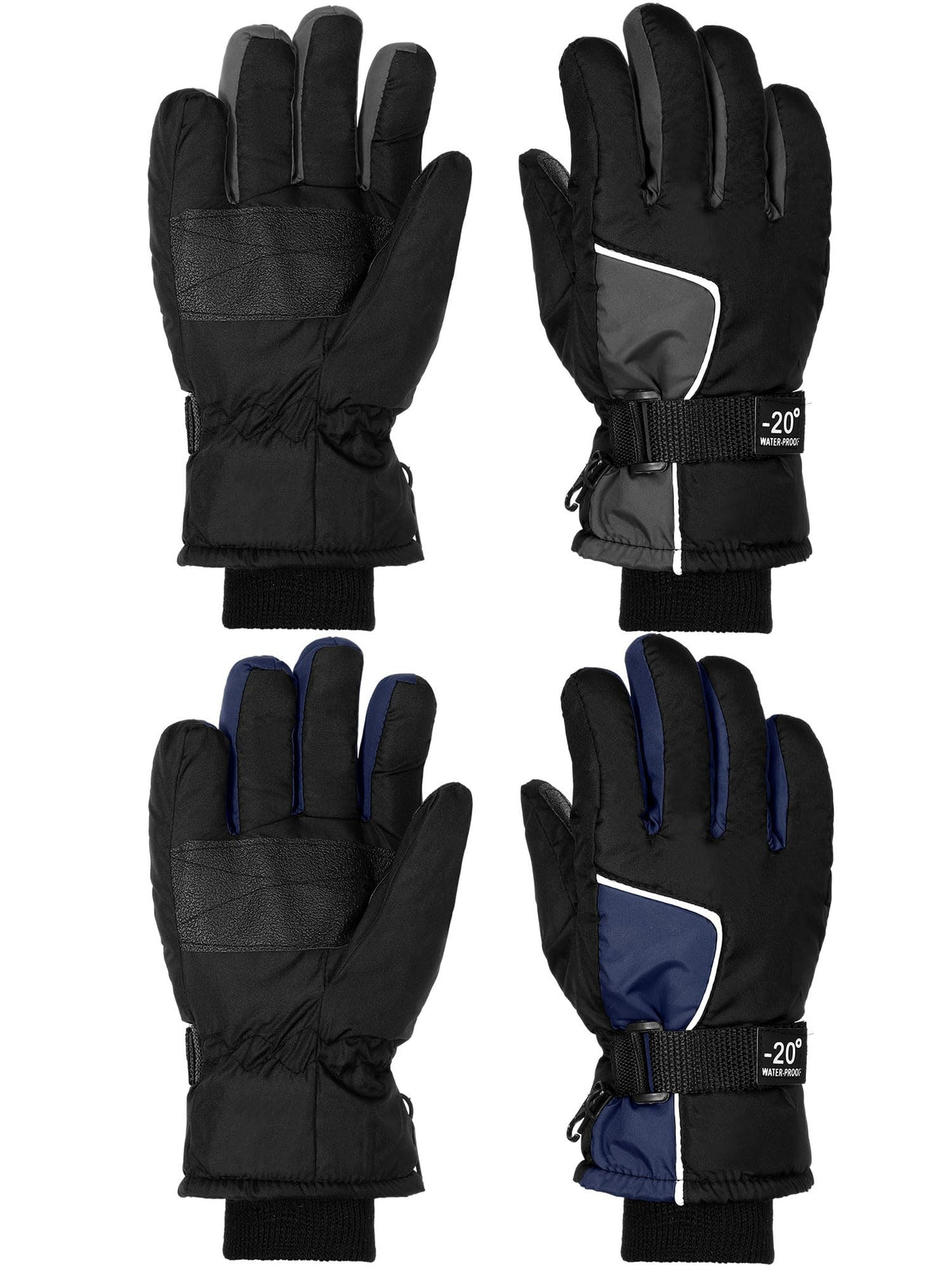 SATINIOR 2 Pair Kids Waterproof Winter Gloves