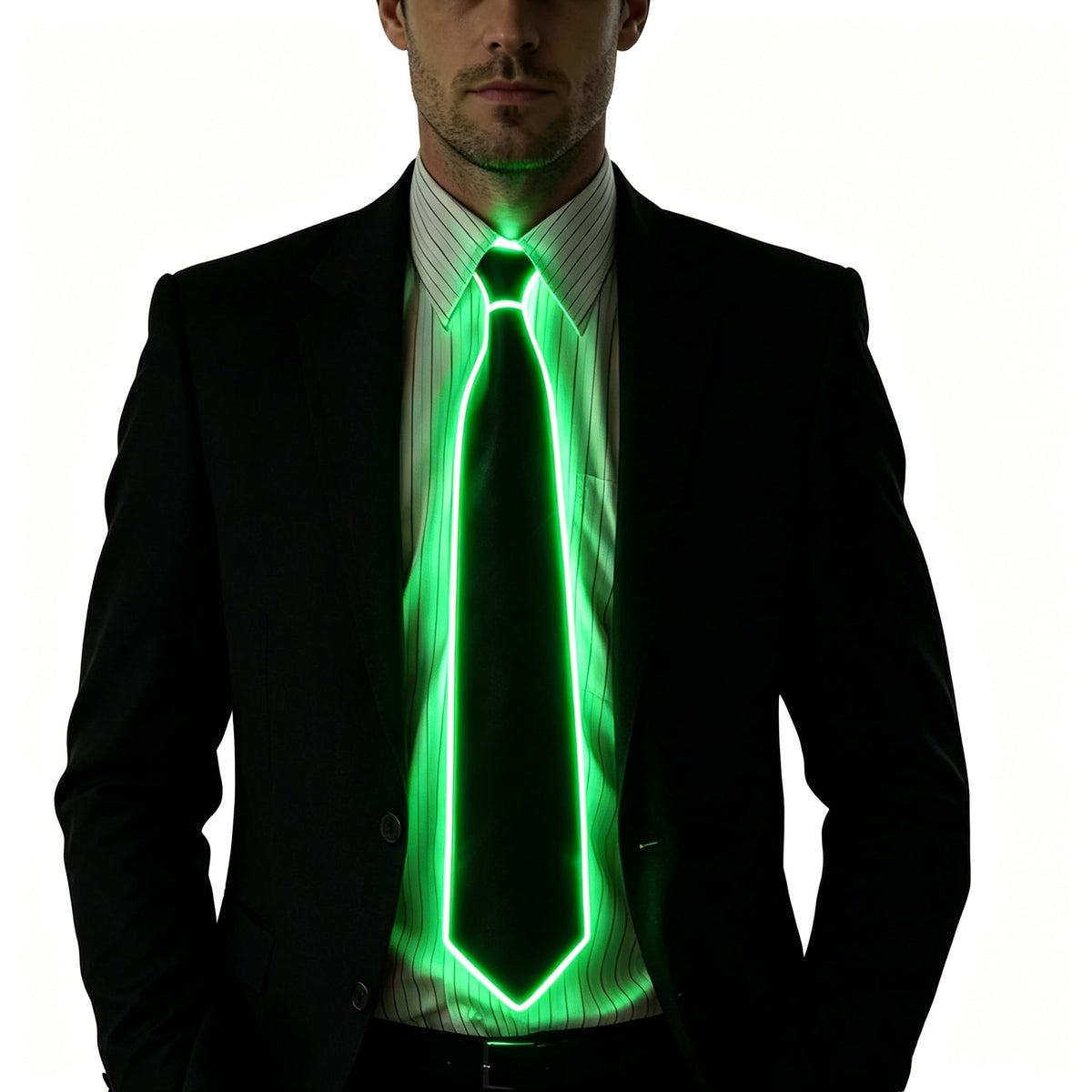 TINAYAUE Light Up Tie, LED Neon Glowing Necktie Bow Ties for Men Women Glow in The Dark Halloween Party Festival Rave Costume