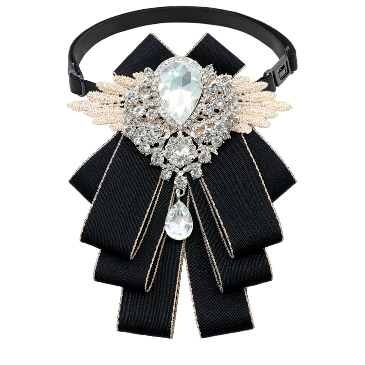 Bow Ties for Men Women Adjustable Rhinestone Bow Tie, Pre-tied Satin Bowtie for Women School Business Party Wedding