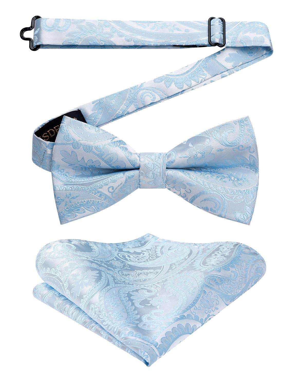 HISDERN Bow Ties for Men Paisley Floral Pre-tied Bowtie Pocket Square Set Men's Formal Bow Ties Wedding Party