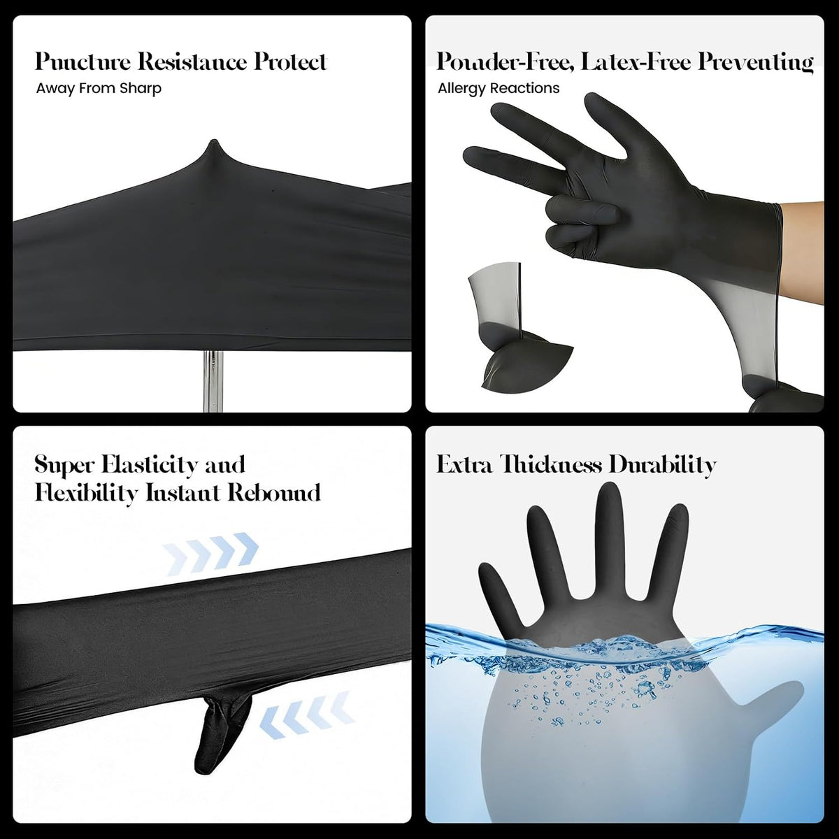 Kids Disposable Gloves, 5-Mil Safe Black Nitrile, XS, 50Ct