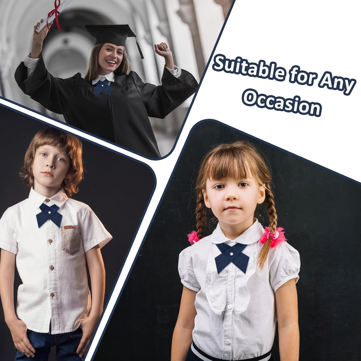 Bow Ties for Women Criss-Cross Tie Solid Color Neck Tie for Women Girls Boys School Uniform Shirts Blouses Cosplay