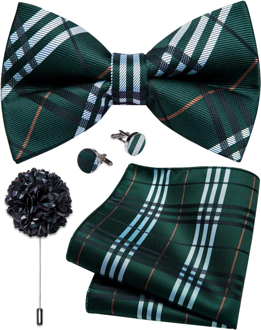 YourTies Silk Bow Ties for Men Pre-Tied Adjustable Paisley Bowtie Set