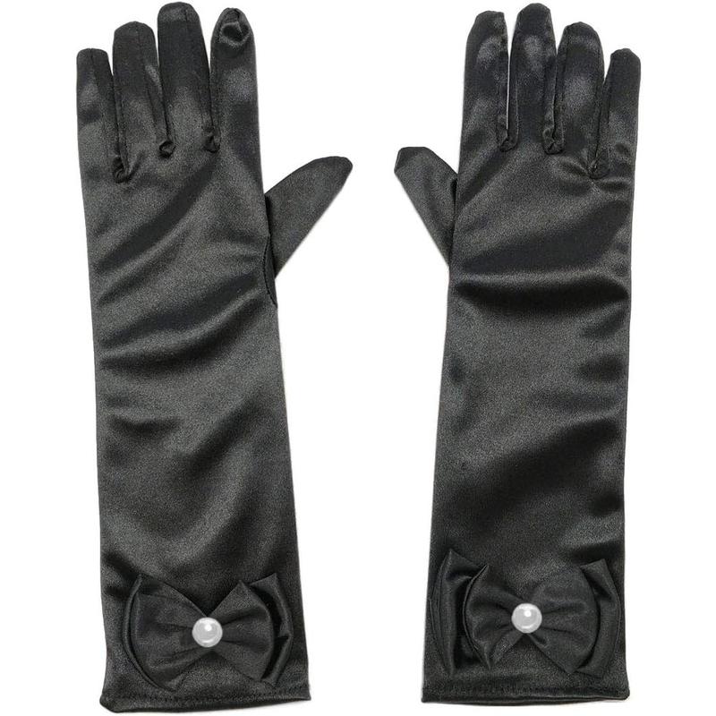 P-HBL03 Little Girls Princess Gloves(Solid Color Long Elbow Length) For Birthday,Wedding,Holiday,Costume Party
