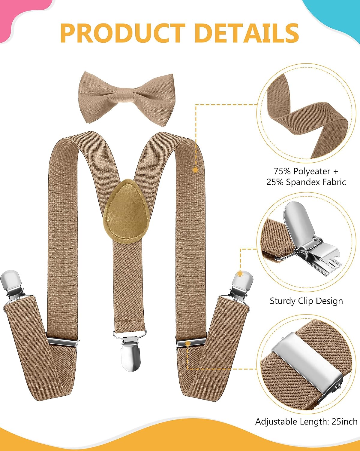 SATINIOR 4 Set Kids Suspenders and Bow Tie Set for Boys Girl