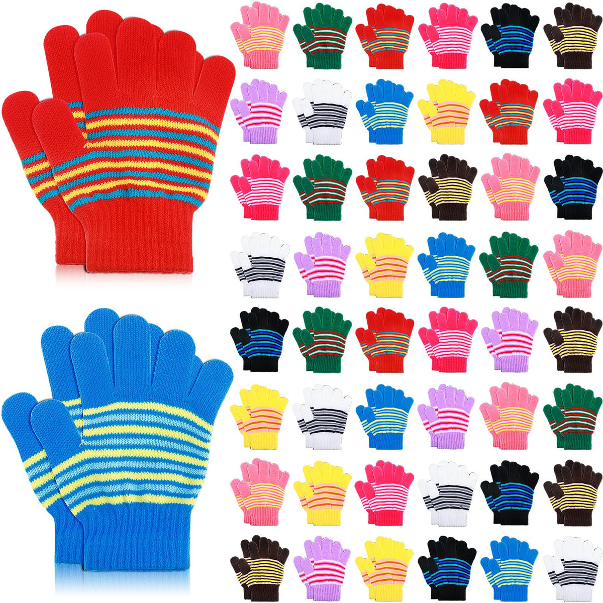 Handepo 50 Pairs Bulk Kids Gloves Winter