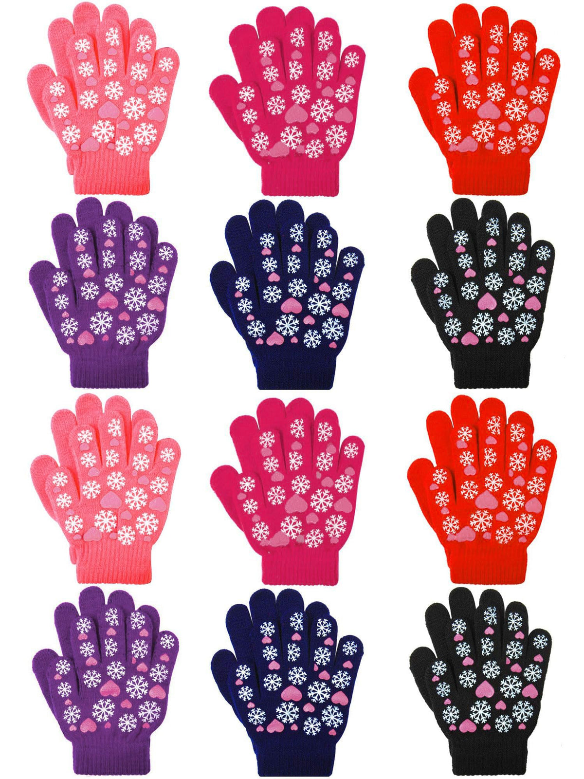 Cooraby 12 Pairs Kids Warm Magic Gloves Teens Winter Stretchy Knit Gloves Boys Girls Knit Gloves