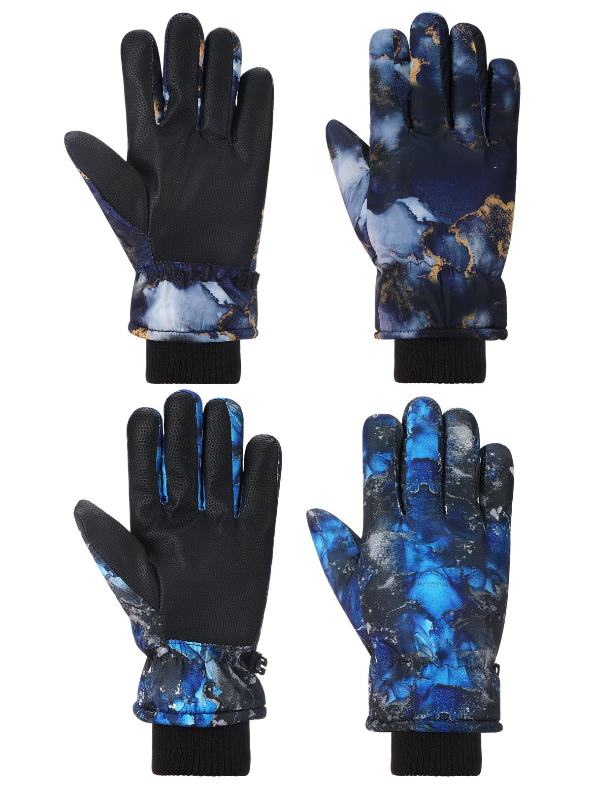 Honoson 2 Pairs Kids Waterproof Winter Snow Gloves