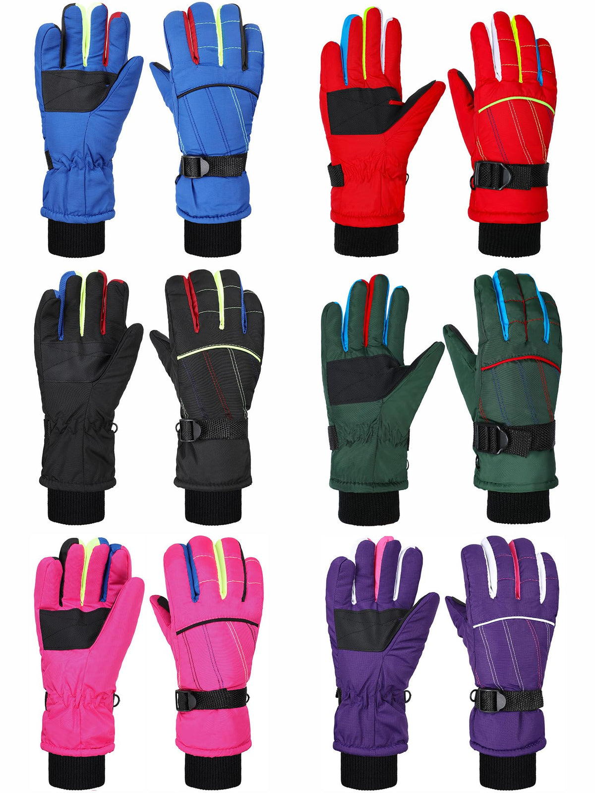 Bencailor 6 Pairs Kids Winter Snow Gloves