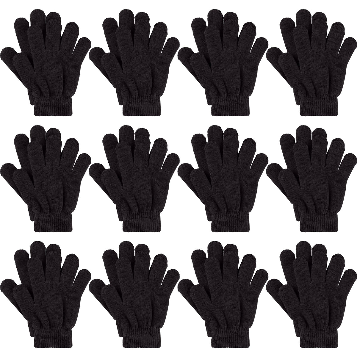 Glooarm 12 Pairs Kids Gloves Winter Toddler Full Finger Knit Gloves Bulk