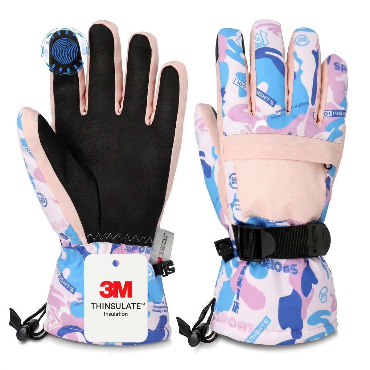 Ski Gloves,Snow Gloves Waterproof Winter Warm Cold Weather Touchscreen Gloves for Parent& Child Kids Skiing,Snowboarding