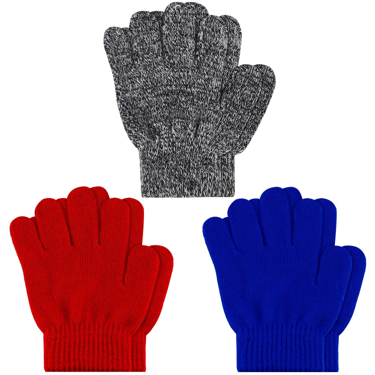 ONESING 3-24 Pairs Winter Knit Gloves for Kids - White Finger Gloves for Boys and Girls