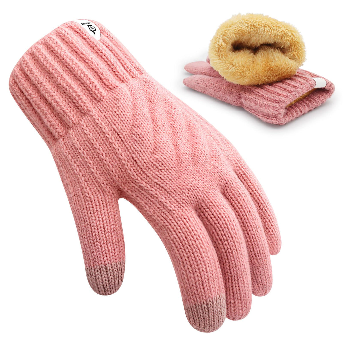 Kids Winter Gloves for Boys Girls, Fleece Lining Knitted Warm Gloves Touchscreen Thermal Children Mittens