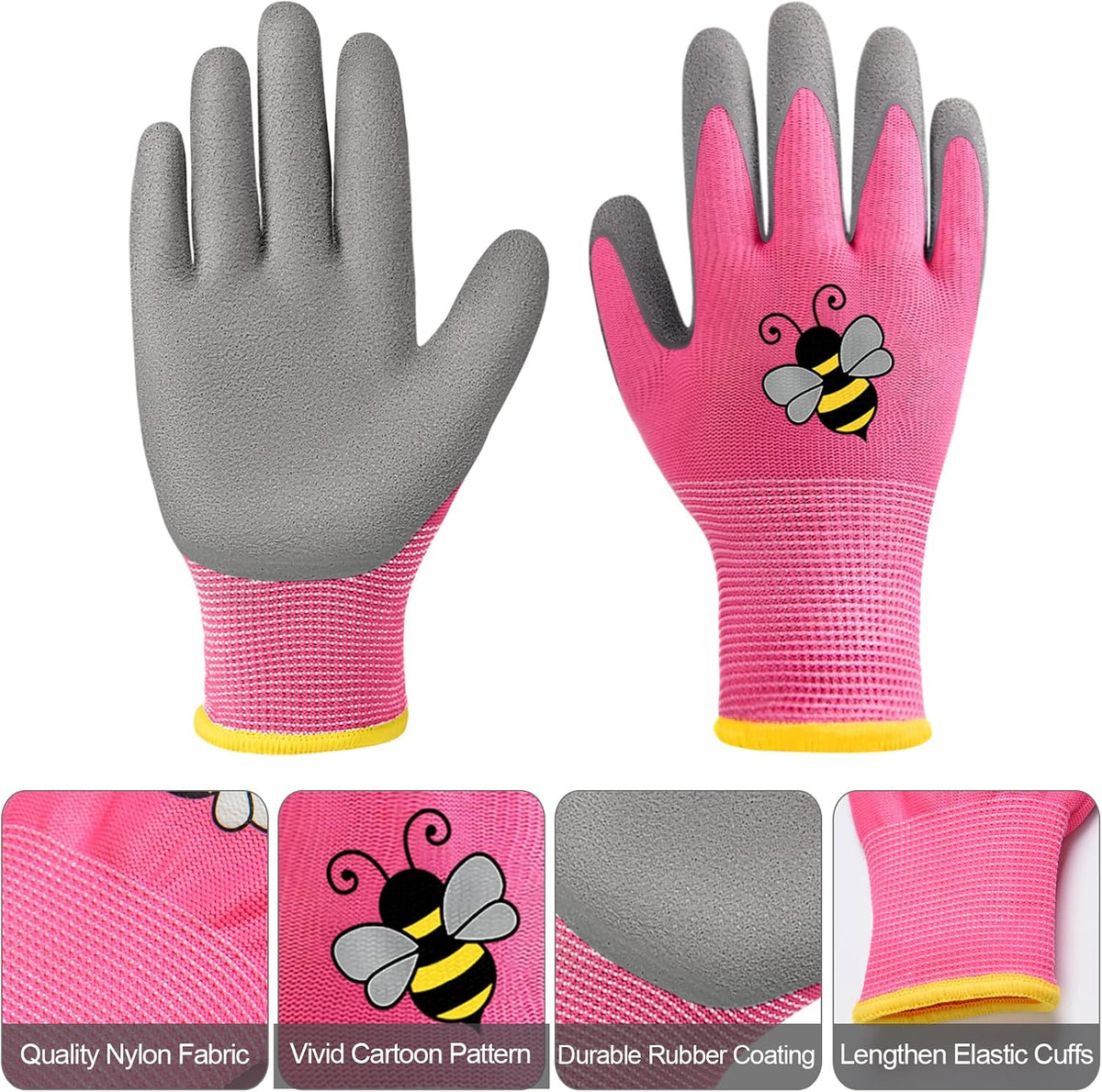 12 Pairs Kids Gardening Work Gloves (Small (Age 3-5))