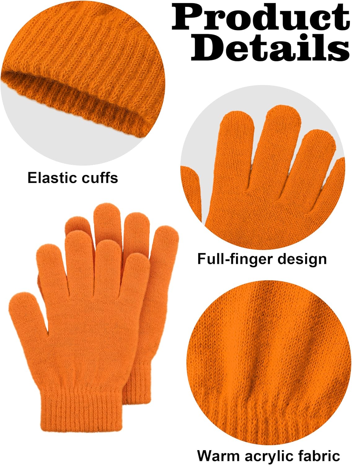 Cooraby 12 Pairs Kids Warm Magic Gloves Teens Winter Stretchy Knit Gloves Boys Girls Knit Gloves