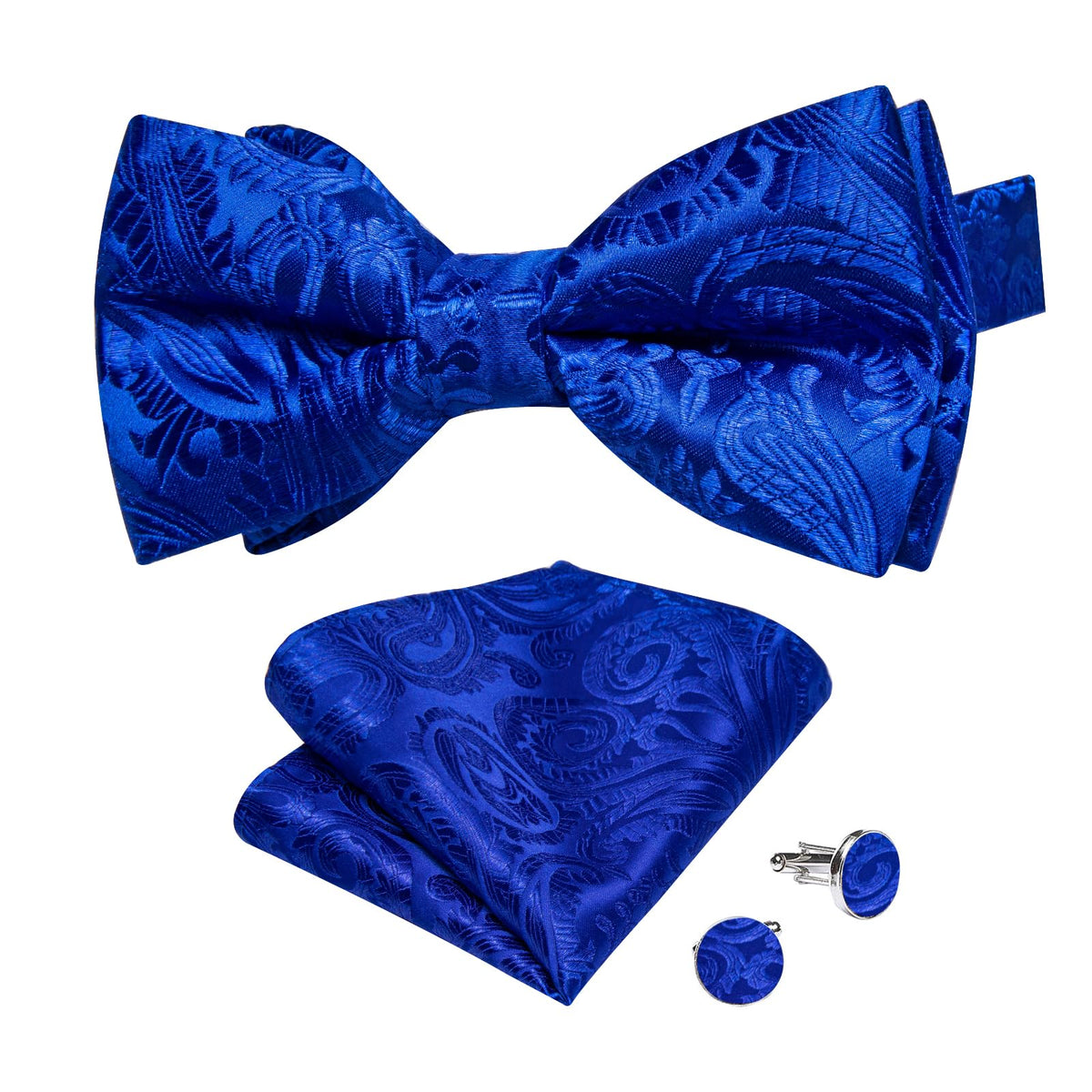 DiBanGu Silk Paisley Bow Tie for Men Formal Pre-tied Bowtie Set