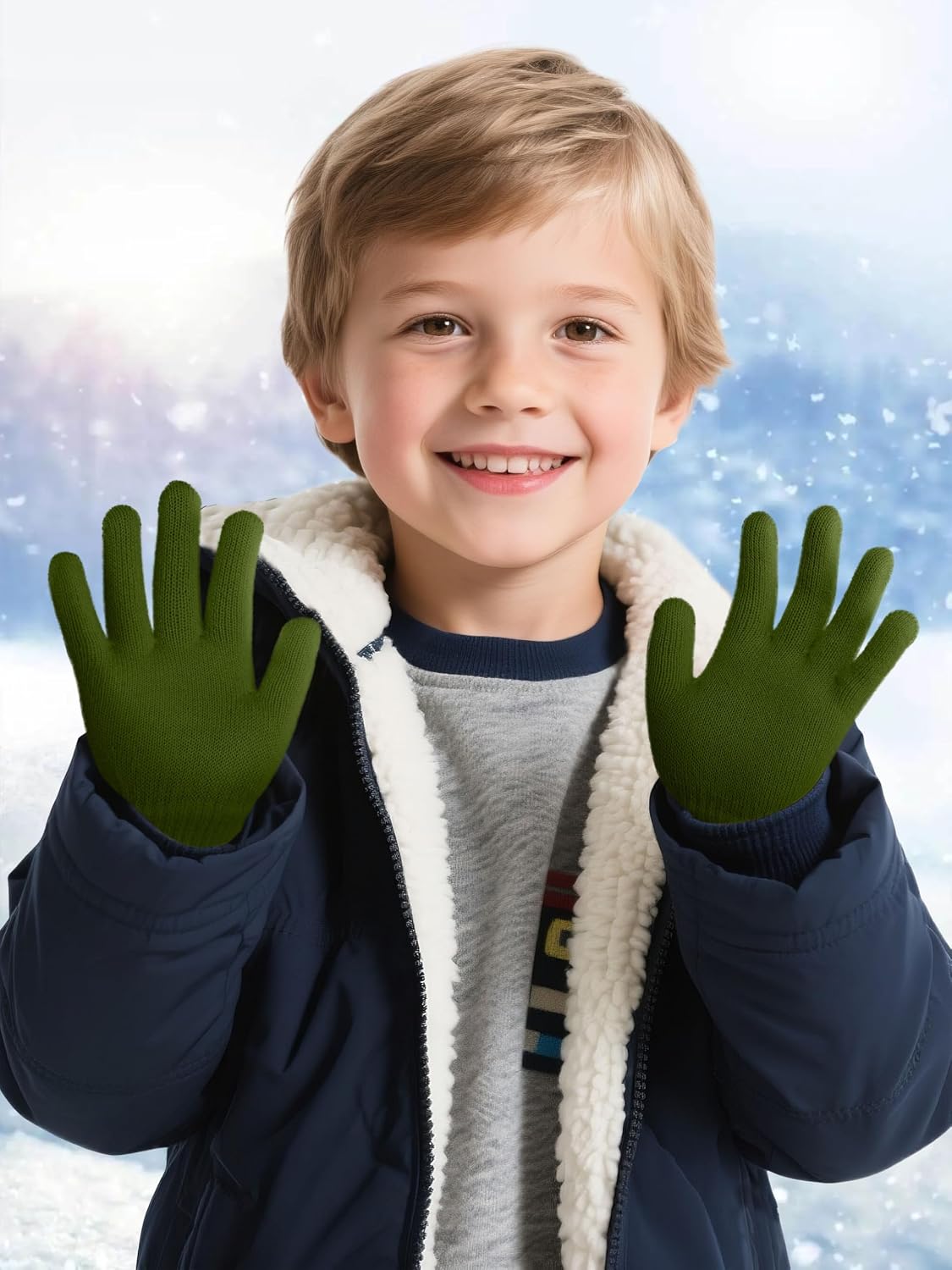 Cooraby 16 Pairs Winter Kids Gloves Warm Toddler Gloves for Boys Girls
