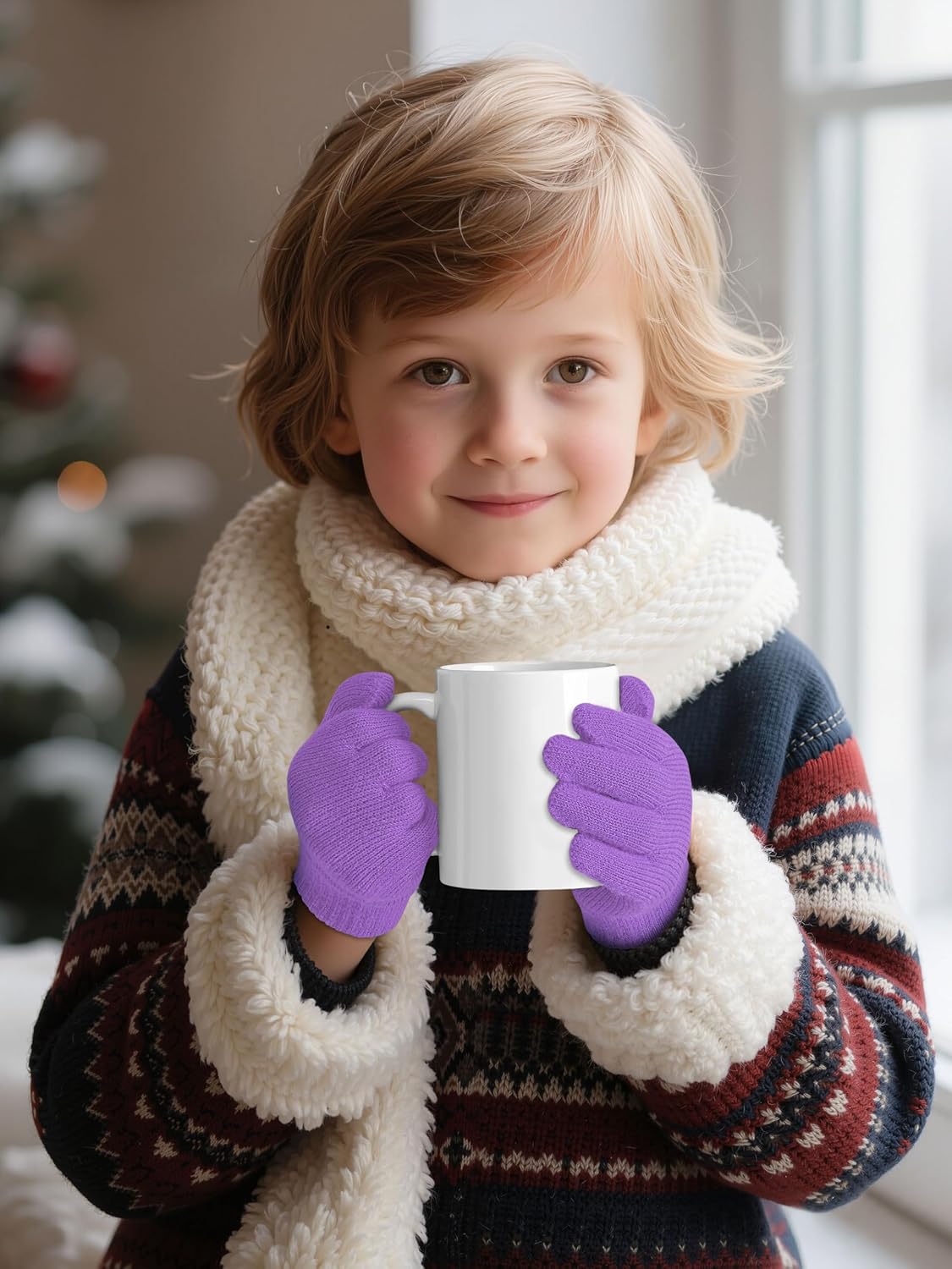 Cooraby 12 Pairs Kid's Winter Magic Gloves Children Stretchy Warm Magic Gloves Boys or Girls Knit Gloves for 6-12 Years