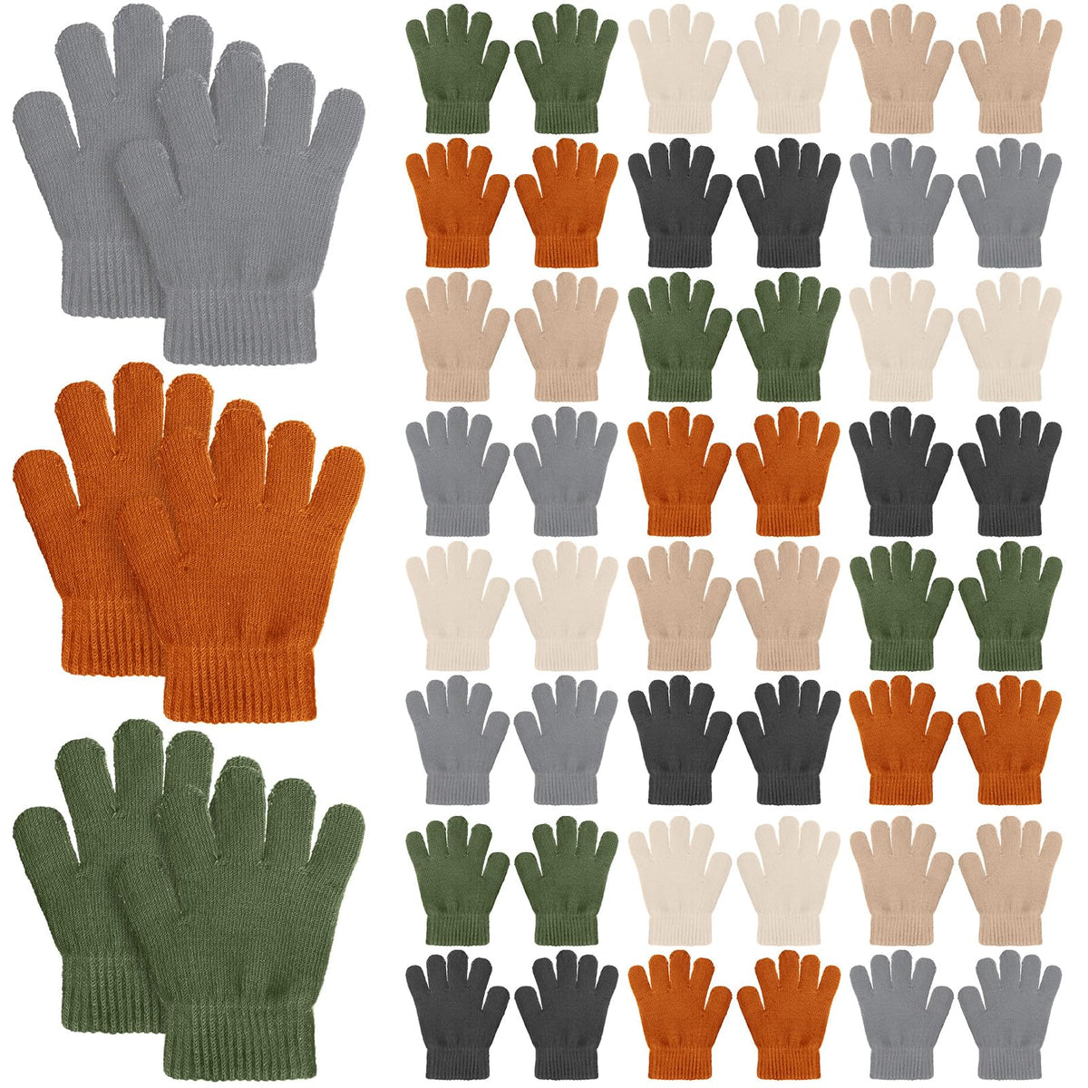 Neer 24 Pairs Kid's Winter Gloves Colorful Knit Gloves Bulk