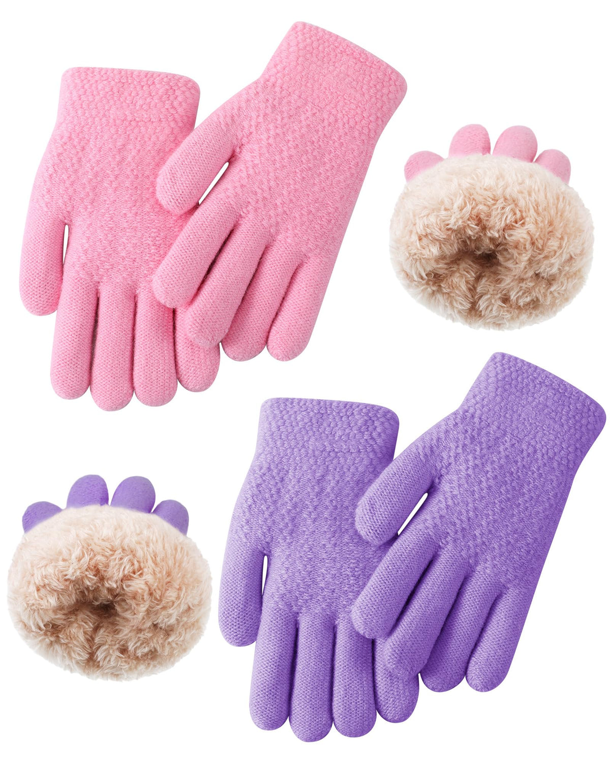 Chuarry 2 Pairs Kids Fleece Lined Gloves