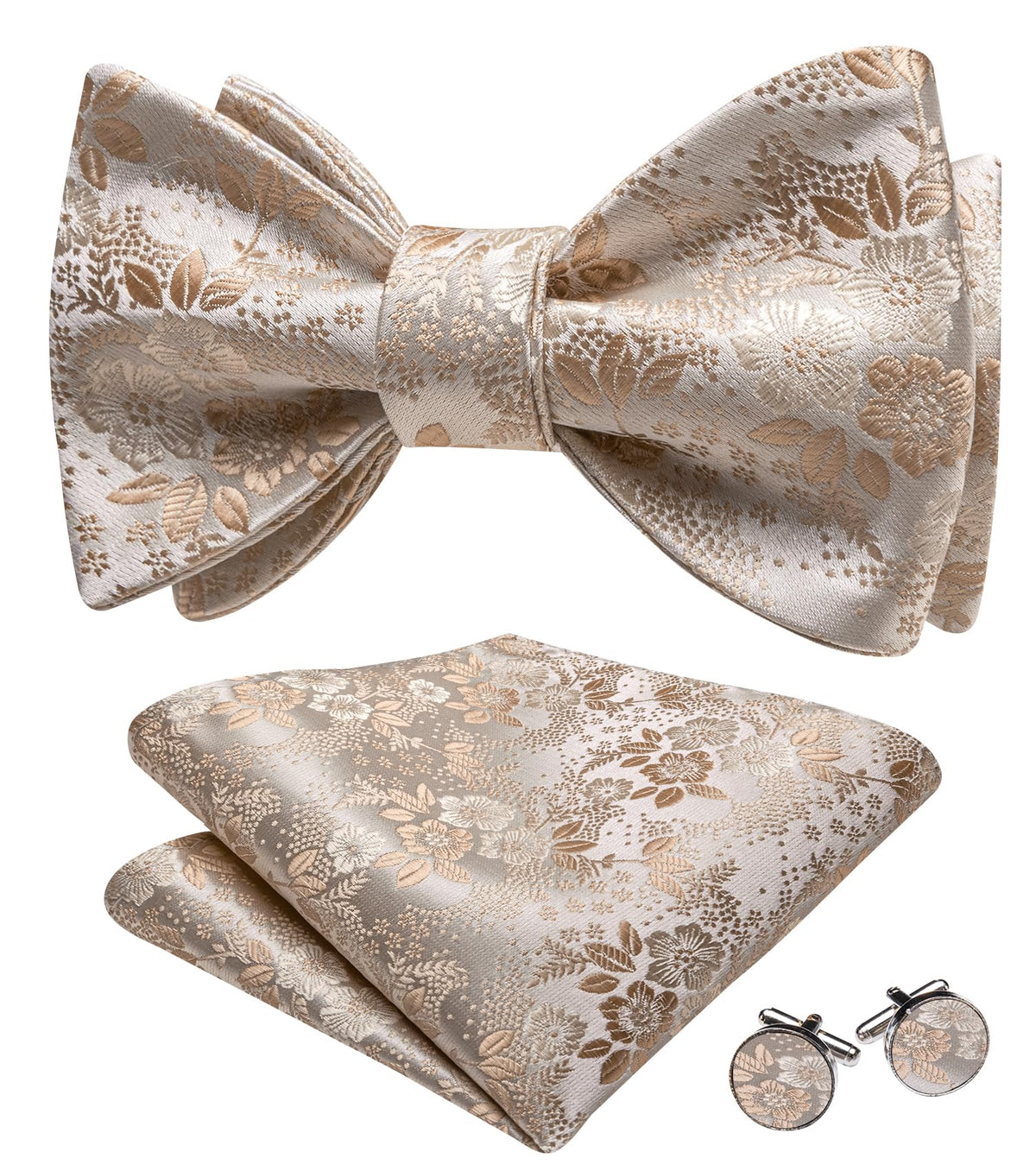 YOHOWA Bow Ties for Men Paisley Self Tie Bowtie Pocket Square Cufflinks Set