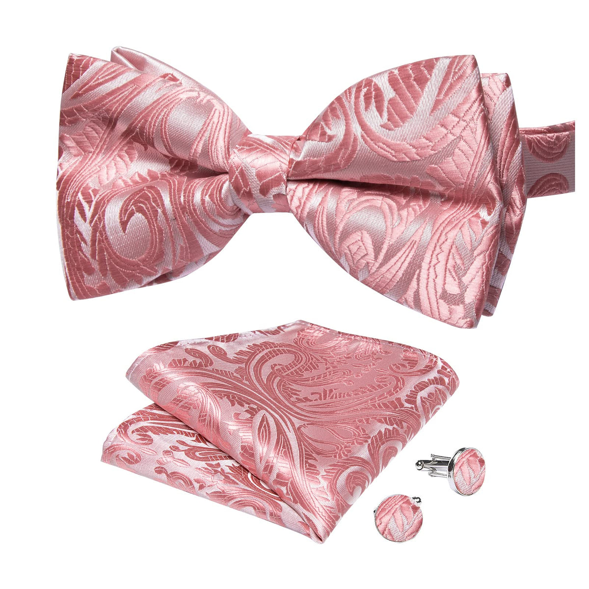 DiBanGu Silk Paisley Bow Tie for Men Formal Pre-tied Bowtie Set