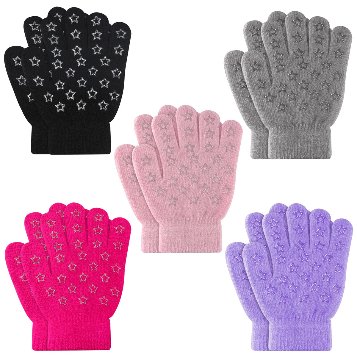 ONESING 3-24 Pairs Winter Knit Gloves for Kids - White Finger Gloves for Boys and Girls