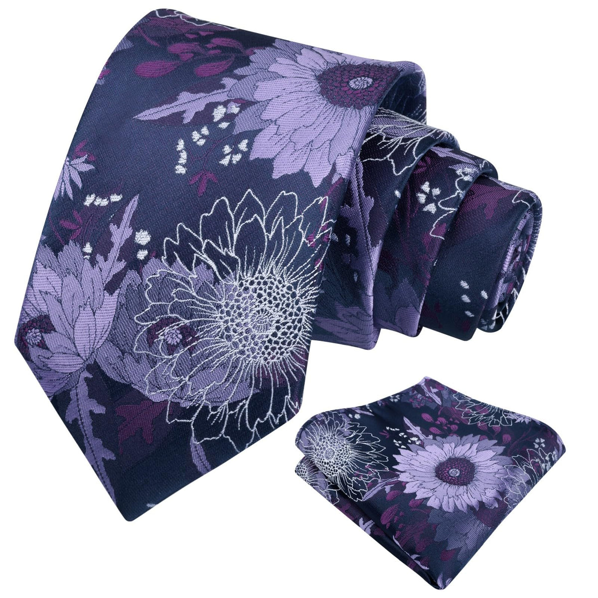Alizeal Mens Large Chrysanthemum Bloom Floral Tie Set