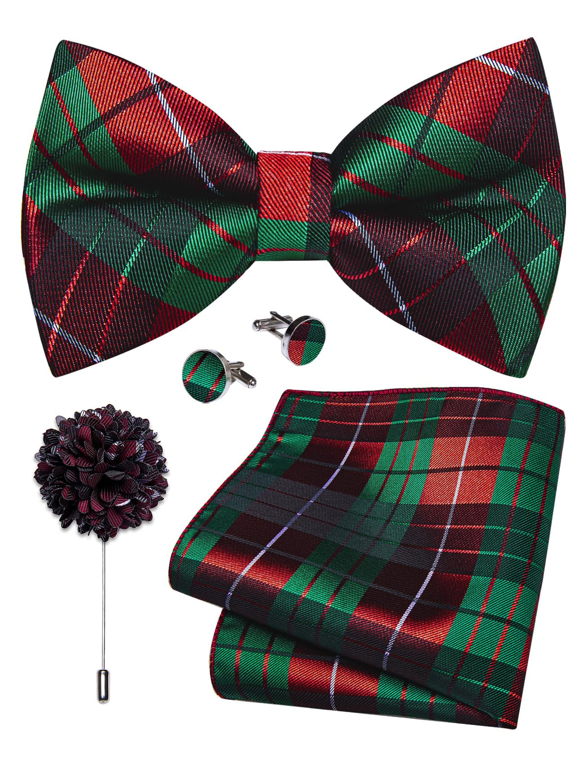 YourTies Silk Bow Ties for Men Pre-Tied Adjustable Paisley Bowtie Set