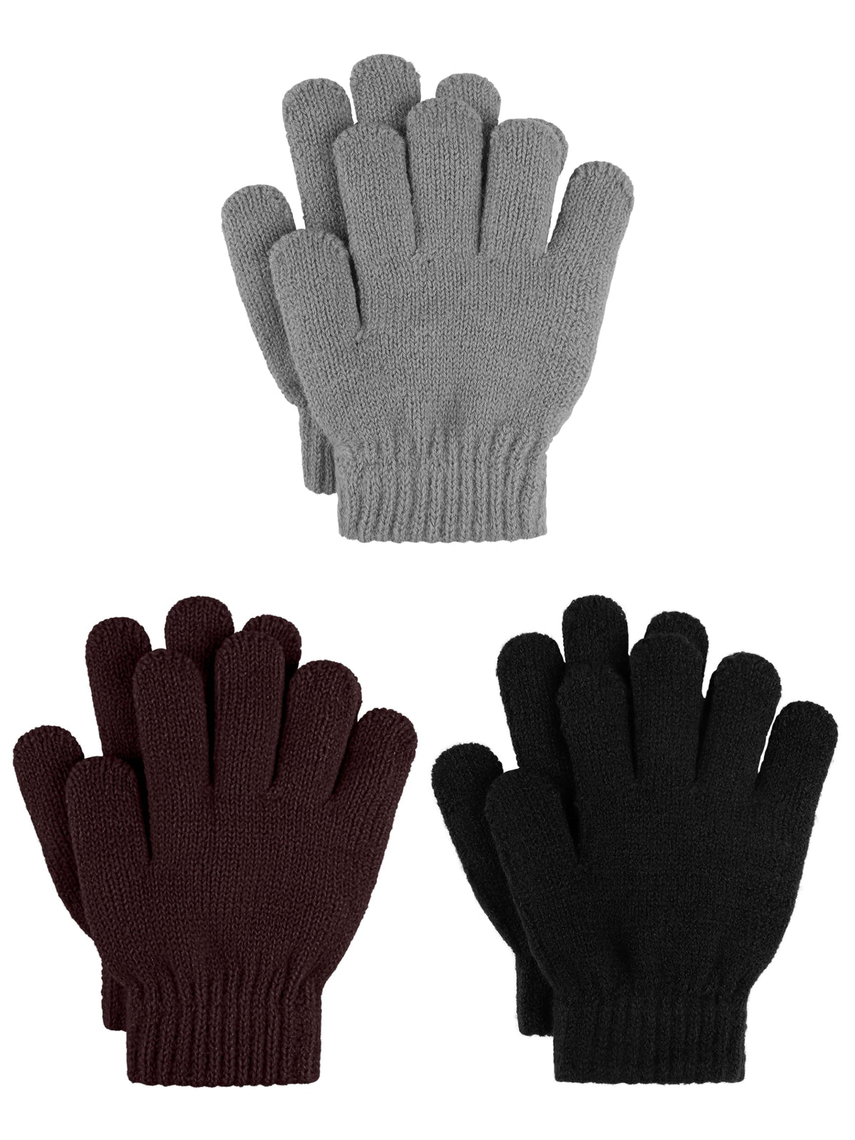 Cooraby 3 Pairs Kids Winter Gloves Thick Warm Toddler Gloves for Boys Girls