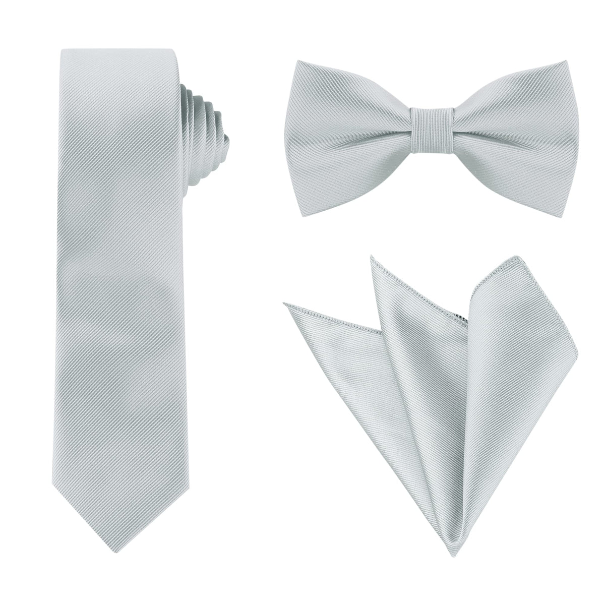 Allegra K Men Solid Color Satin Bowtie Necktie Set for Wedding Business