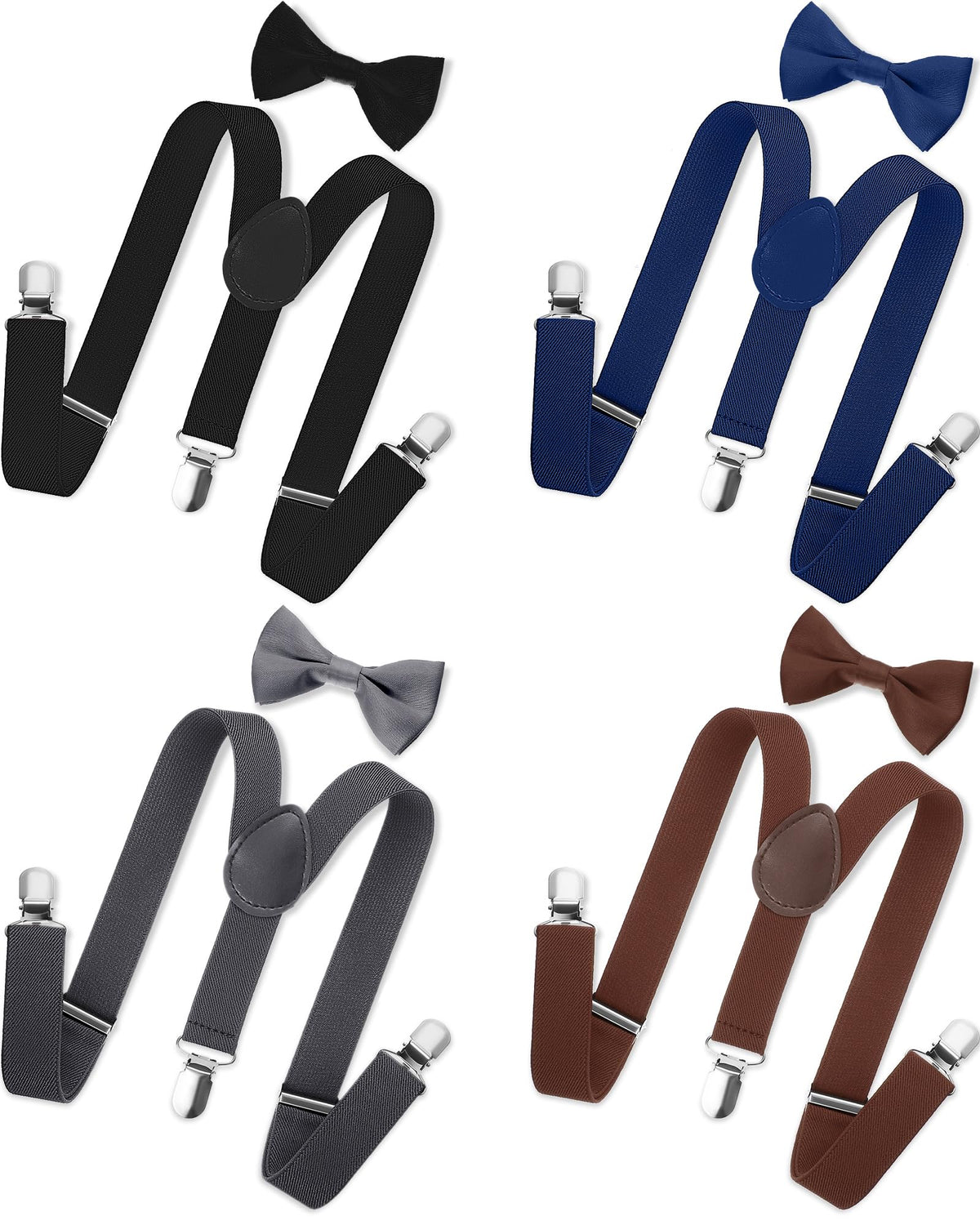 SATINIOR 4 Set Kids Suspenders and Bow Tie Set for Boys Girl