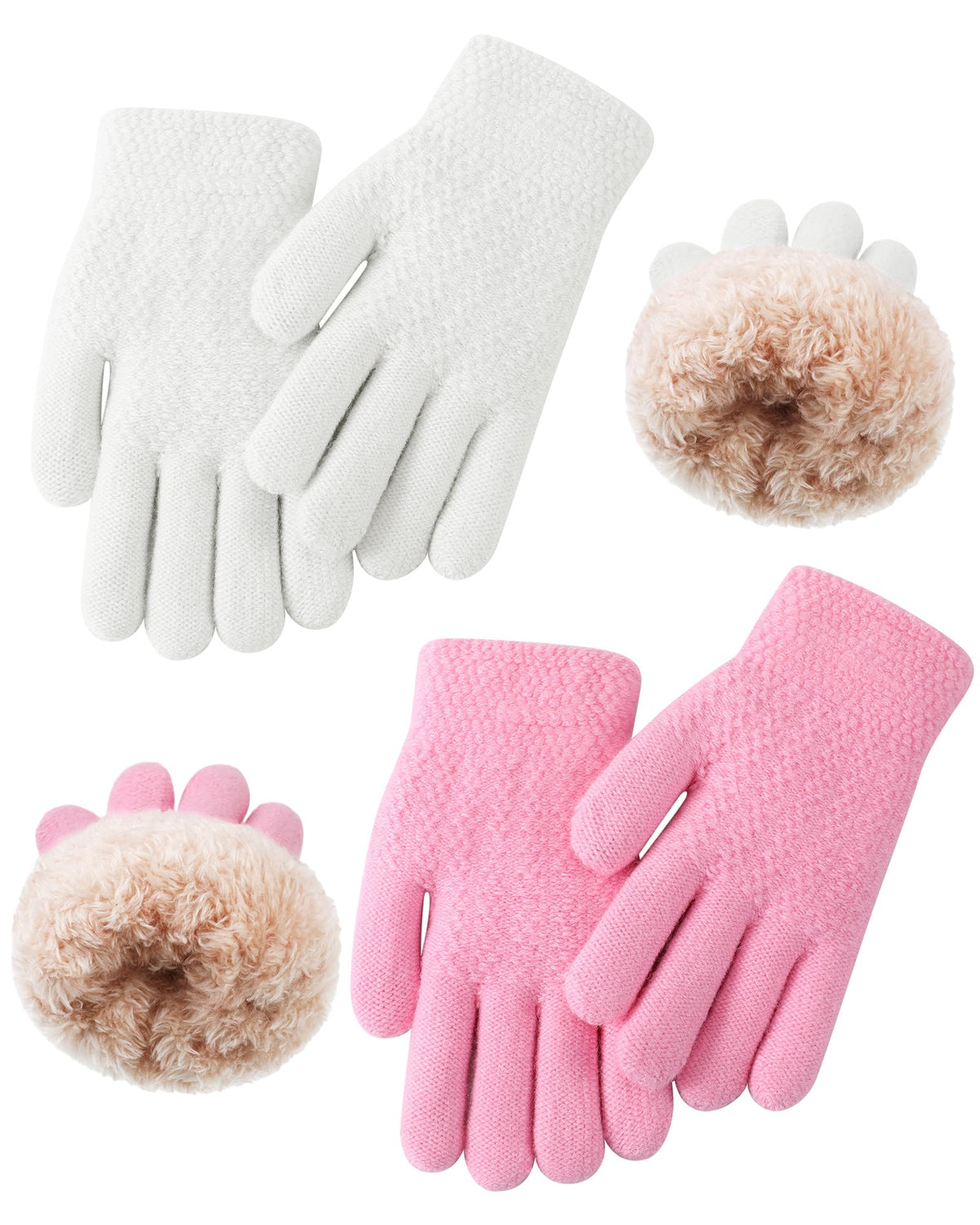 Chuarry 2 Pairs Kids Fleece Lined Gloves