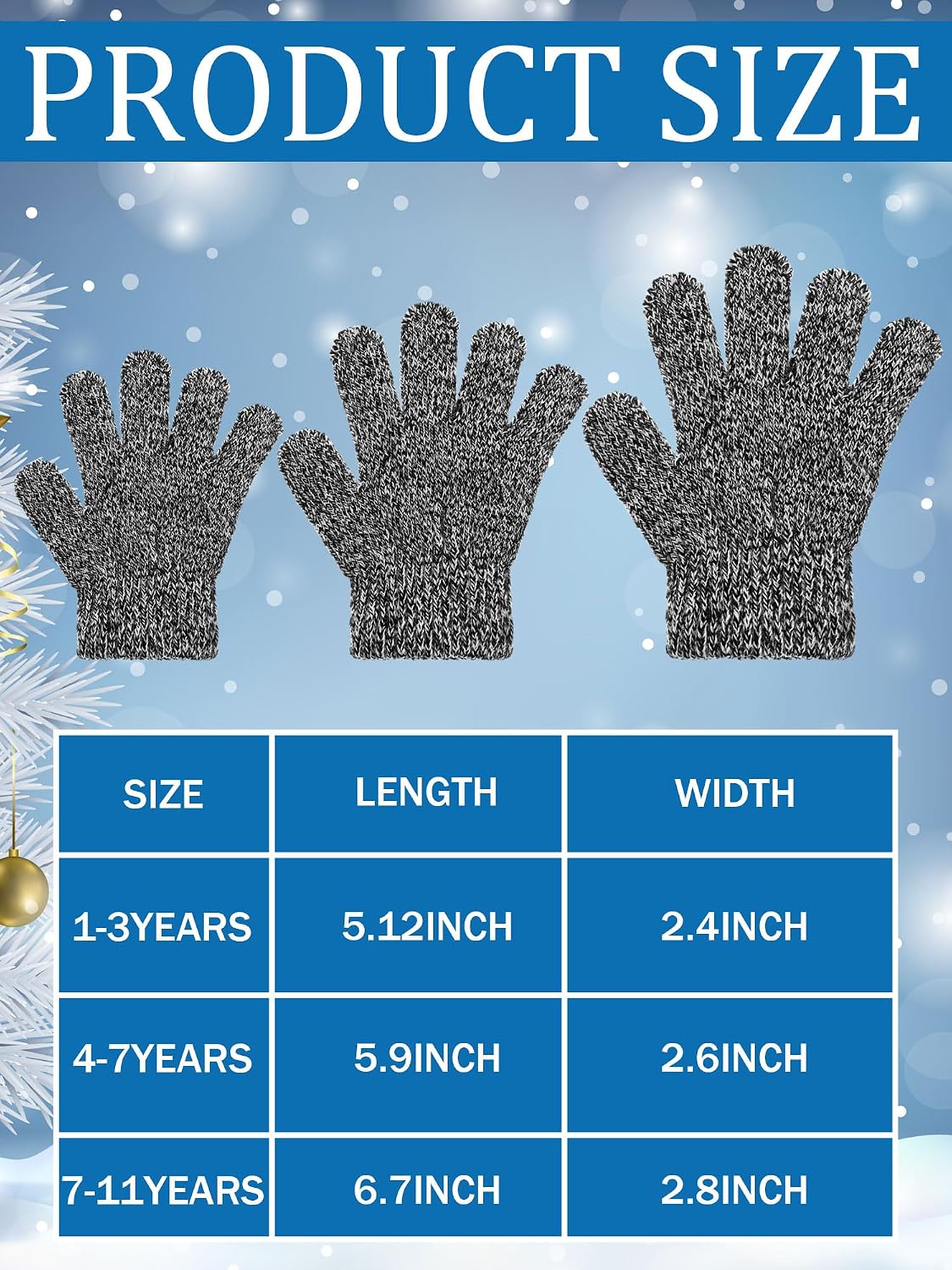 EBOOT 3 Pairs Winter Kids Gloves Warm