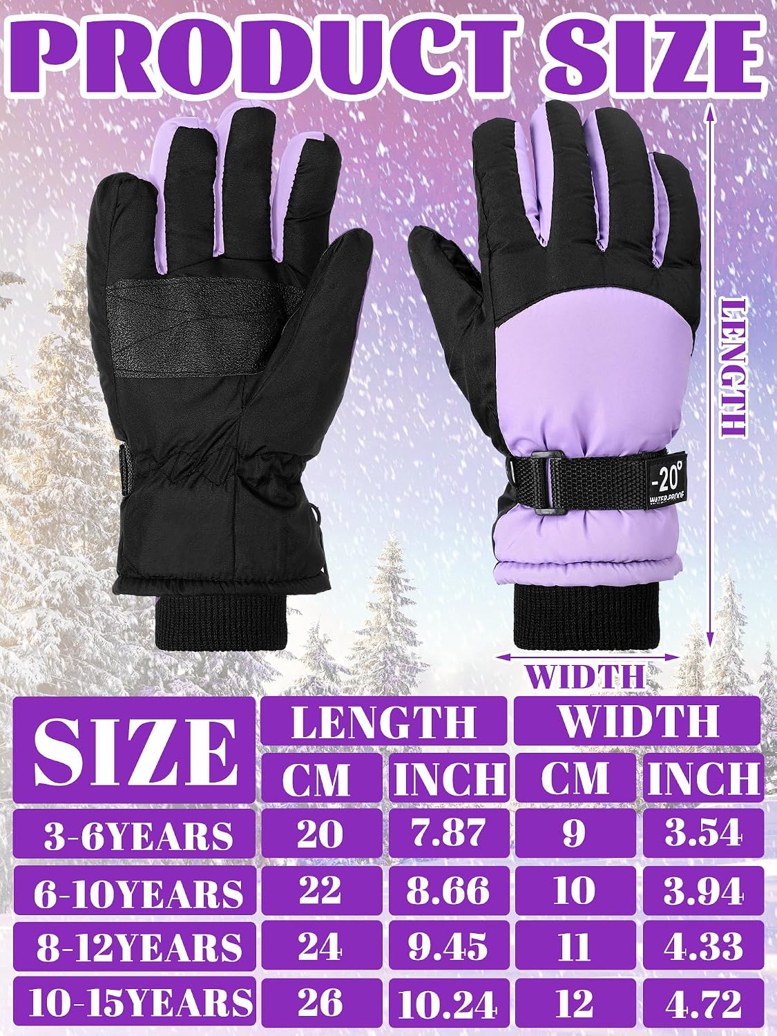 Bencailor 6 Pairs Kids Winter Snow Gloves
