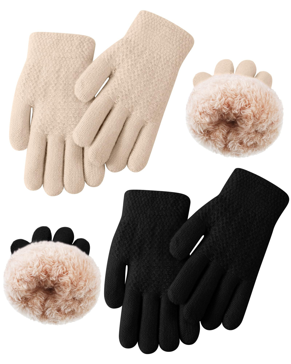 Chuarry 2 Pairs Kids Fleece Lined Gloves