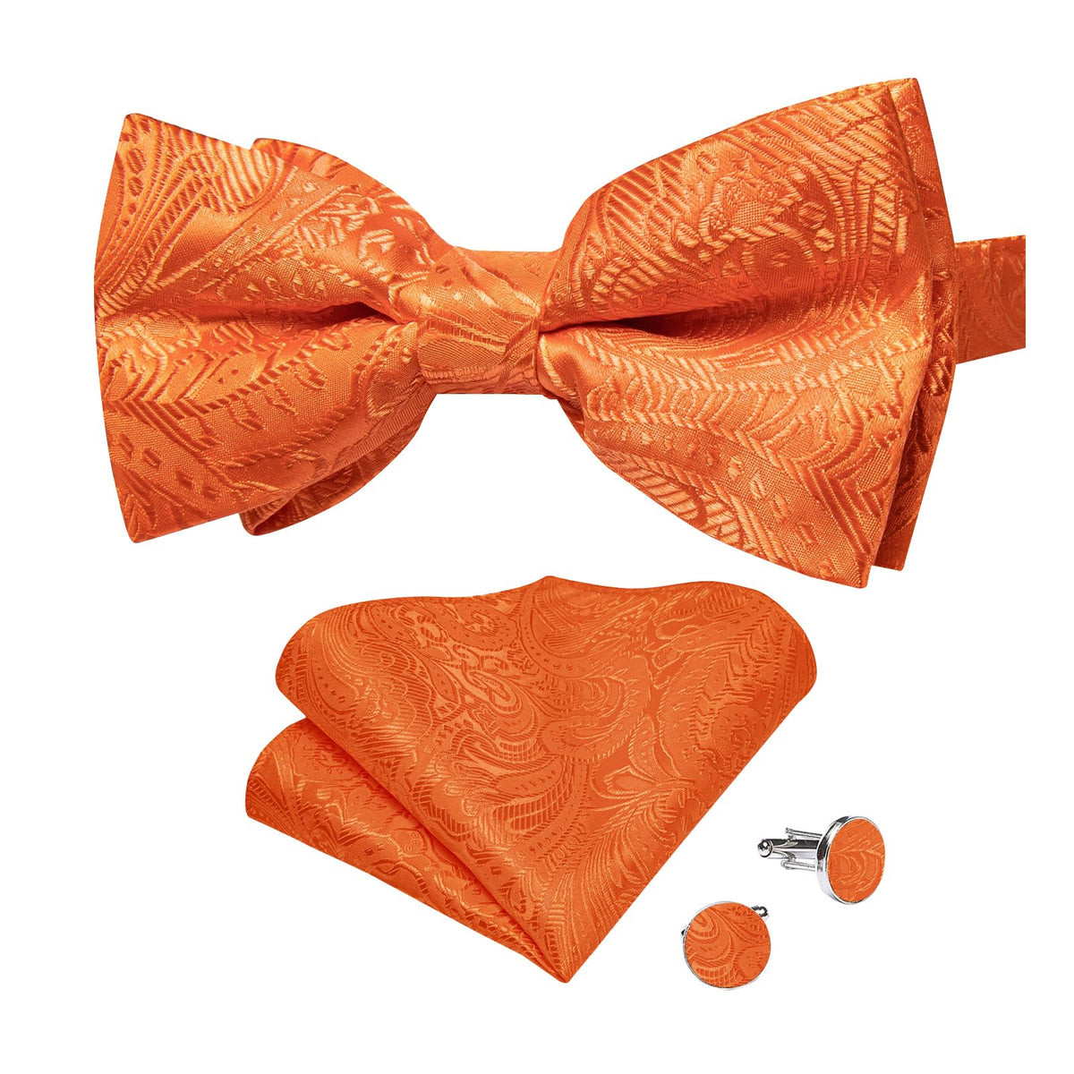 DiBanGu Silk Paisley Bow Tie for Men Formal Pre-tied Bowtie Set